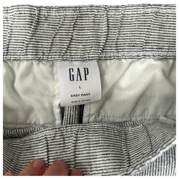 GAP Easy Pant Womens Sz Large Linen Blend Blue & White Pinstripe Coastal Basics - Picture 3 of 7